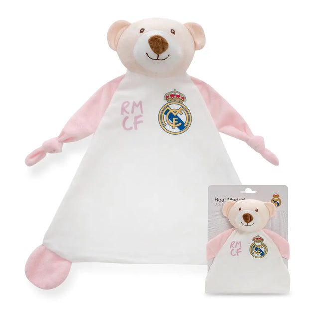 Real Madrid Baby Schmusetuch Bär rosa – weiches Kuscheltuch für Neugeborene und Babys