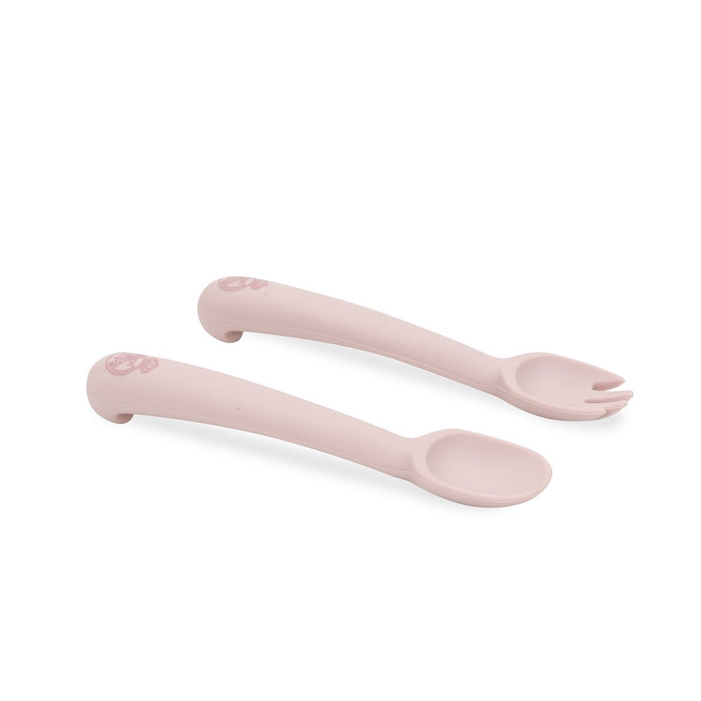 Real Madrid Baby Silikon Besteck Set mit Löffel und Gabel in Rosa, offiziell lizenziertes FC Real Madrid Produkt mit Logo, BPA frei für Babys und Kleinkinder
