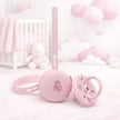 Real Madrid Baby Schnuller mit Schnullerhalter in Rosa – offizielles Fußball Baby Geschenk