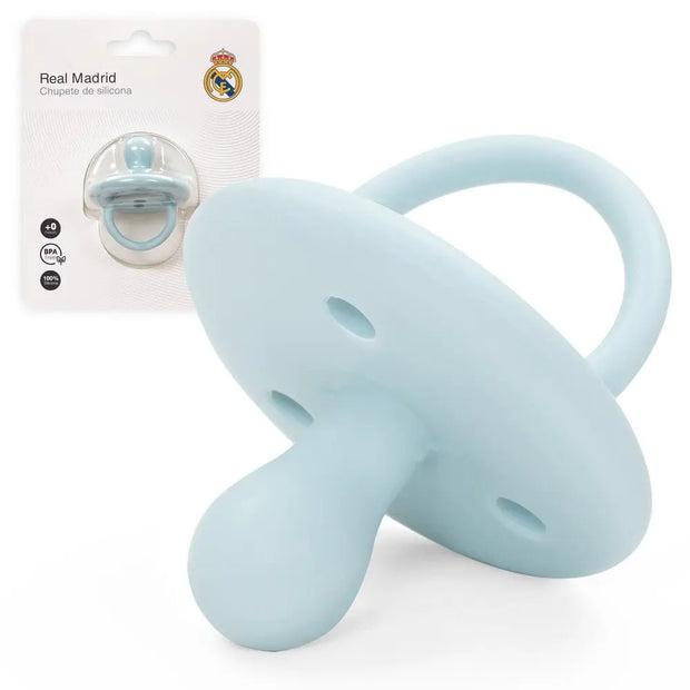 Schnuller Real Madrid Baby blau Silikon BPA frei kiefergerecht mit Ring und Schutzkappe für Neugeborene