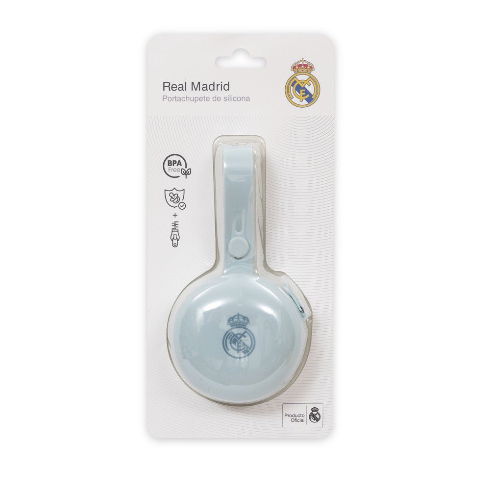 Real Madrid Schnullerhalter aus Silikon blau in Originalverpackung