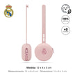 Real Madrid Schnullerhalter aus Silikon rosa mit Maßangabe 12x6x5 cm