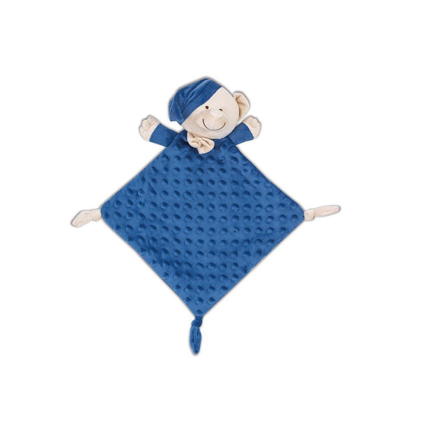 Blaues Schmusetuch für Babys mit weichem Kuscheltuch-Material zum Greifen und Kuscheln