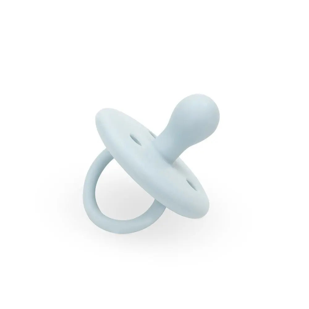 Schnuller Real Madrid Baby blau Silikon Seitenansicht BPA frei kiefergerecht mit Ring für Neugeborene