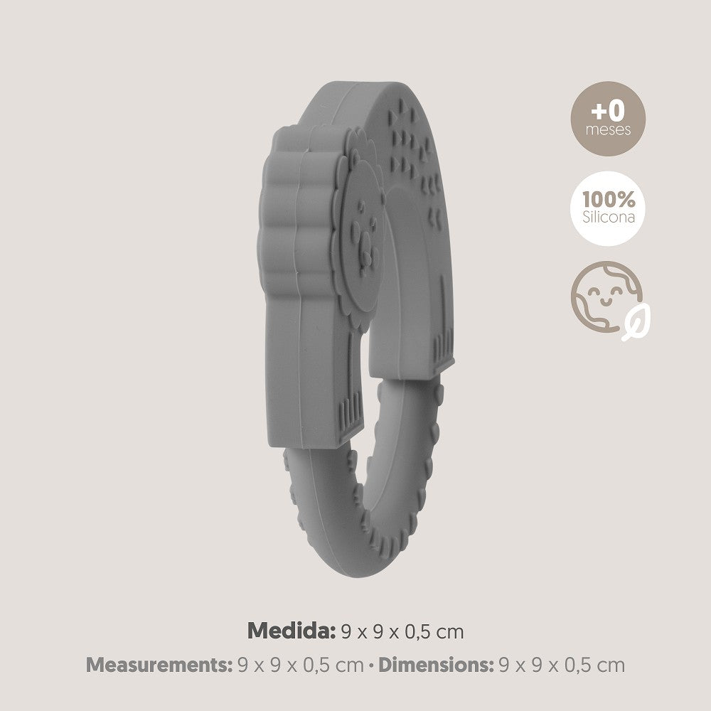 Silikon Beißring Löwe Seitenansicht mit Maßen 9 x 9 x 0,5 cm – BPA-freies Zahnungsspielzeug für Babys ab 0 Monaten
