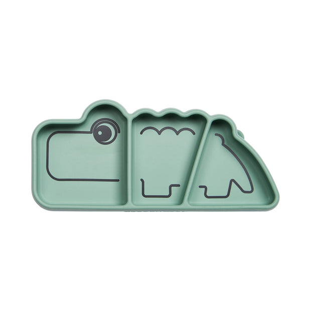 Silikon Stick&Stay Teller Croco für Babys – Grün & Rosa - Babylions