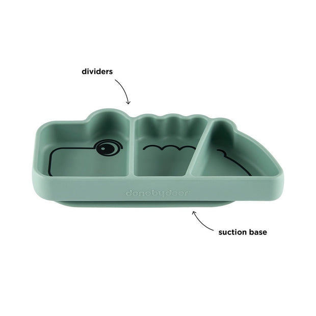 Silikon Stick&Stay Teller Croco für Babys – Grün & Rosa - Babylions