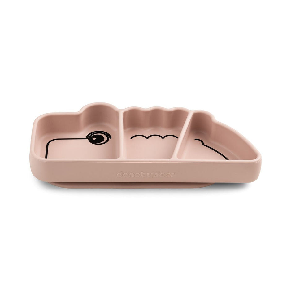 Silikon Stick&Stay Teller Croco für Babys – Grün & Rosa - Babylions