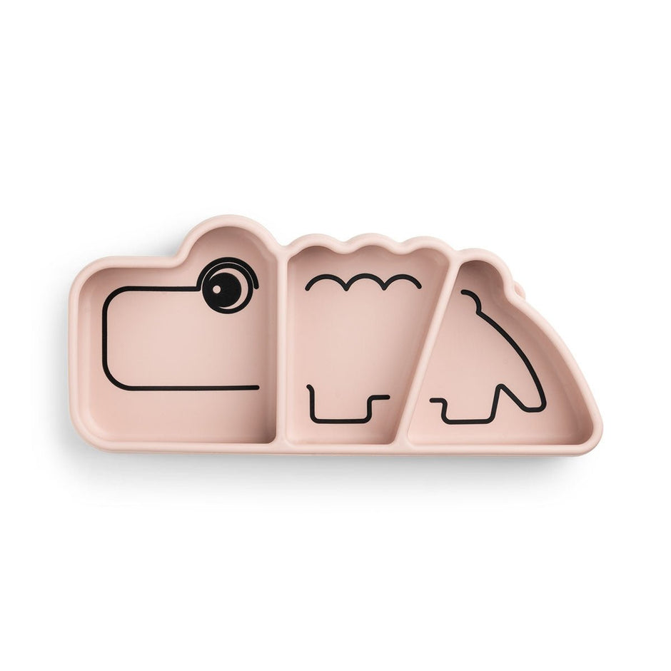 Silikon Stick&Stay Teller Croco für Babys – Grün & Rosa - Babylions