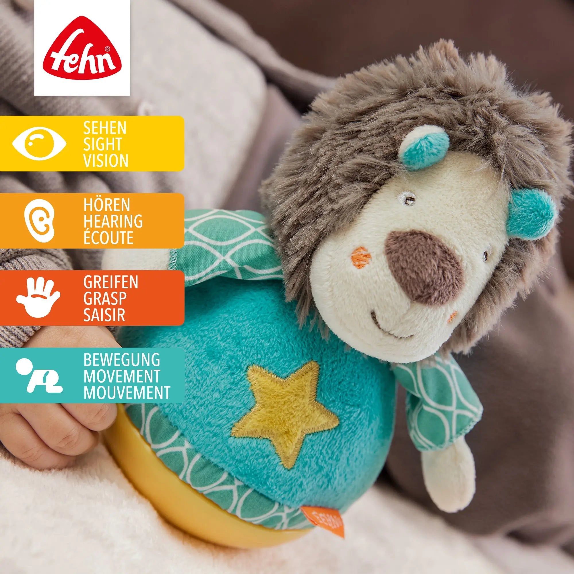 Baby Stehaufmännchen Löwe – Motorikspielzeug fördert Sehen, Hören, Greifen und Bewegung bei Babys