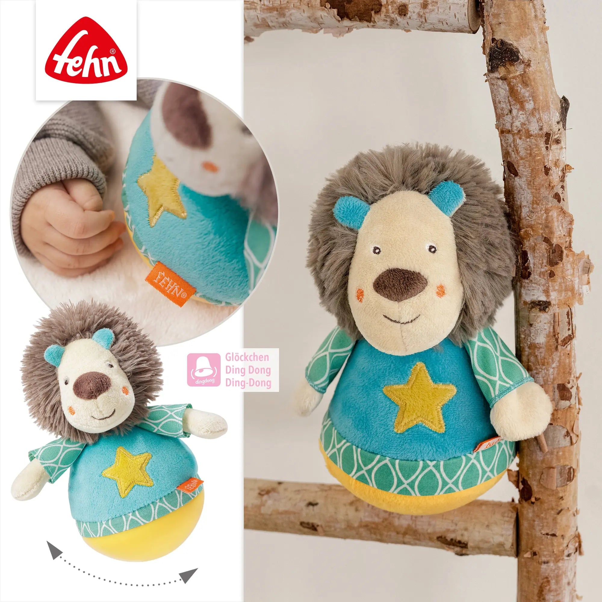 Baby Stehaufmännchen Löwe – Motorikspielzeug mit Wackelfunktion und Geräusch, ideal zum Greifen und Spielen