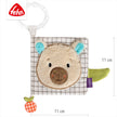 Stoffbuch Capybara für Babys mit Befestigungsring in quadratischer Form, Größe ca. 11 x 11 cm