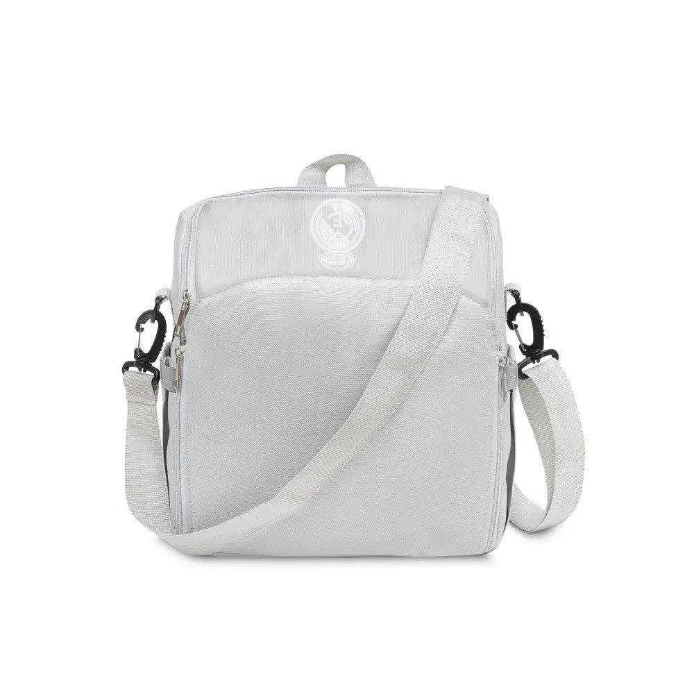 Tragbarer Reise-Hochstuhl Real Madrid Baby mit Tasche – kompakte Transporttasche grau