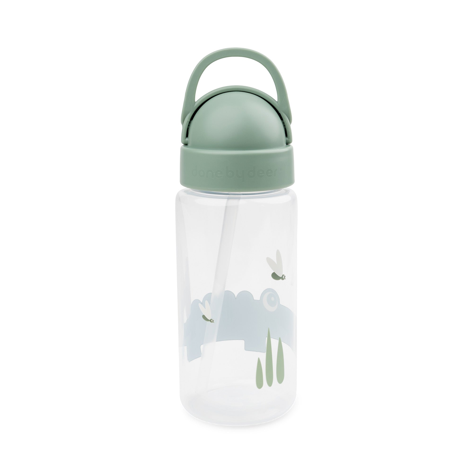 Trinkflasche mit Strohhalm – Grün & Pink - Babylions
