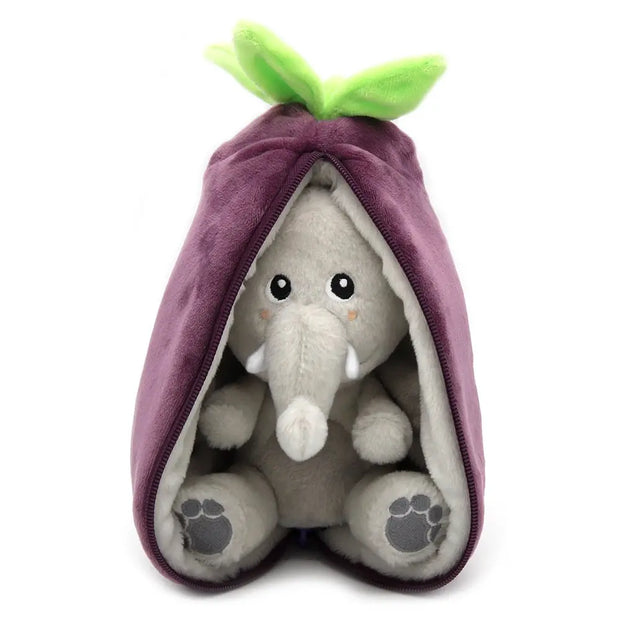 2-in-1 Plüschtier Elefant in Aubergine – weiches Kuscheltier für Babys und Kinder