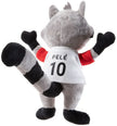 Waschbär Pele Kicker Kids 22 cm Plüschtier – Rückansicht mit Fußballtrikot, Name Pelé und Rückennummer 10